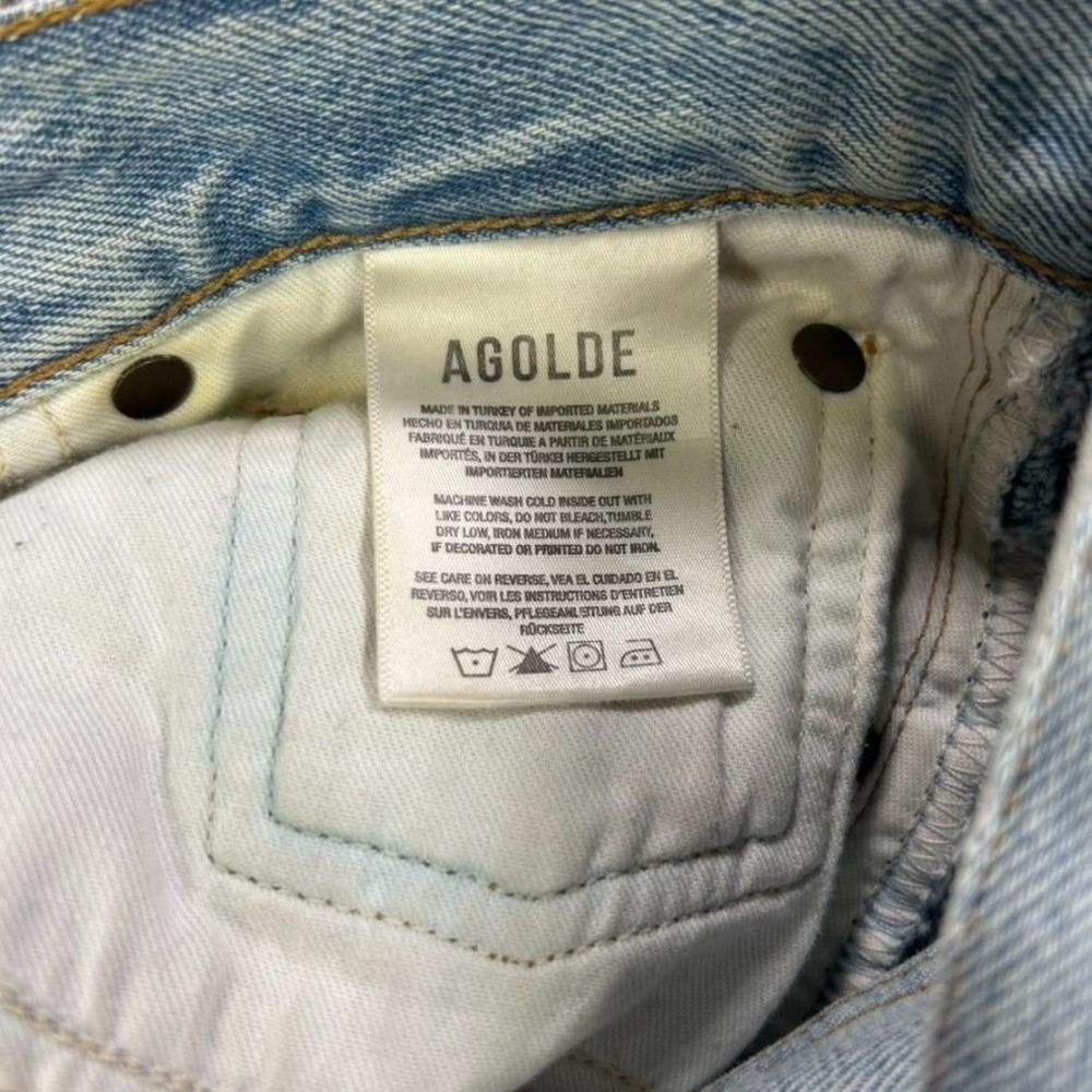 Agolde Womens 25 Riley High Rise Straight Leg Fit Jeans Light Blue Denim Casual - Picture 6 of 13
